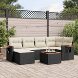 vidaXL 6-delige Loungeset met kussens poly rattan zwart