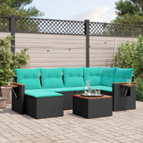 vidaXL 6-delige Loungeset met kussens poly rattan zwart