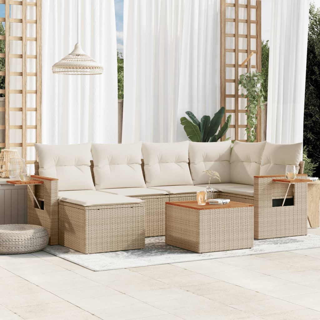 vidaXL 6-delige Loungeset met kussens poly rattan zwart