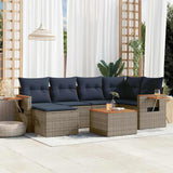 vidaXL 6-delige Loungeset met kussens poly rattan zwart