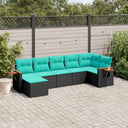 vidaXL 7-delige Loungeset met kussens poly rattan zwart