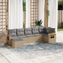 vidaXL 7-delige Loungeset met kussens poly rattan zwart