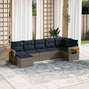 vidaXL 7-delige Loungeset met kussens poly rattan zwart