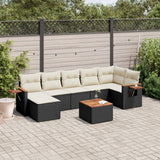 vidaXL 7-delige Loungeset met kussens poly rattan zwart
