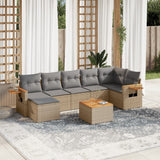 vidaXL 7-delige Loungeset met kussens poly rattan zwart