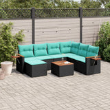 vidaXL 7-delige Loungeset met kussens poly rattan zwart