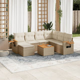 vidaXL 7-delige Loungeset met kussens poly rattan zwart