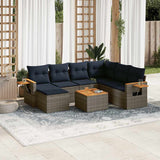 vidaXL 7-delige Loungeset met kussens poly rattan zwart