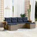 vidaXL 6-delige Loungeset met kussens poly rattan zwart