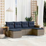 vidaXL 6-delige Loungeset met kussens poly rattan zwart