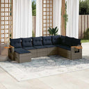 vidaXL 8-delige Loungeset met kussens poly rattan zwart