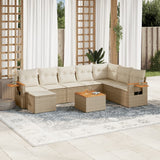 vidaXL 8-delige Loungeset met kussens poly rattan zwart