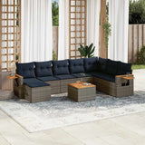 vidaXL 8-delige Loungeset met kussens poly rattan zwart