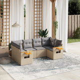 vidaXL 6-delige Loungeset met kussens poly rattan zwart