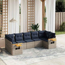 vidaXL 7-delige Loungeset met kussens poly rattan zwart