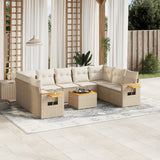 vidaXL 9-delige Loungeset met kussens poly rattan zwart