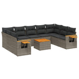 vidaXL 9-delige Loungeset met kussens poly rattan zwart