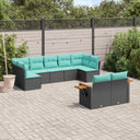 vidaXL 9-delige Loungeset met kussens poly rattan zwart
