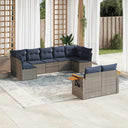 vidaXL 9-delige Loungeset met kussens poly rattan zwart