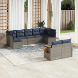 vidaXL 9-piece Poly Rattan Lounge Set with Cushions Black