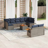 vidaXL 9-piece Poly Rattan Lounge Set with Cushions Black