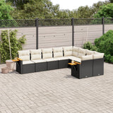 vidaXL 9-piece Poly Rattan Lounge Set with Cushions Black