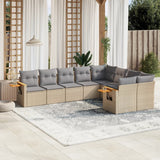 vidaXL 9-piece Poly Rattan Lounge Set with Cushions Black