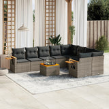 vidaXL 9-piece Poly Rattan Lounge Set with Cushions Black