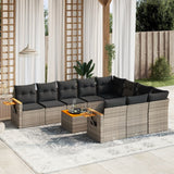 vidaXL Ensemble de salon 10 personnes avec coussins en poly rotin noir