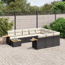 vidaXL 11-delige Loungeset met kussens poly rattan zwart
