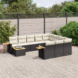 vidaXL 11-delige Loungeset met kussens poly rattan zwart