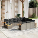 vidaXL 11-delige Loungeset met kussens poly rattan zwart