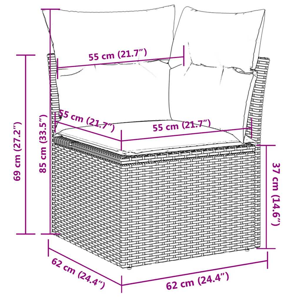 vidaXL 11-delige Loungeset met kussens poly rattan zwart
