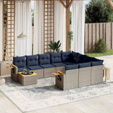 vidaXL 11-delige Loungeset met kussens poly rattan zwart