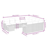vidaXL 11-delige Loungeset met kussens poly rattan zwart