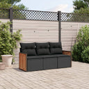 vidaXL 3-Piece Lounge Set with Cushions Poly Rattan Black