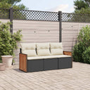 vidaXL 3-Piece Lounge Set with Cushions Poly Rattan Black