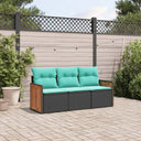 vidaXL ensemble de 3 bancs de jardin avec coussins en polyrotan noir