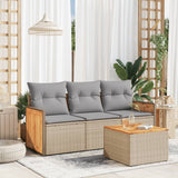 vidaXL 3-delige Loungeset met kussens poly rattan zwart