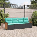 vidaXL 4-delige tuinbankset met kussens, zwart polyrotan