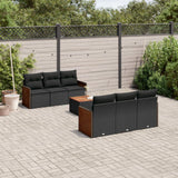 vidaXL 7-Piece Lounge Set with Cushions Poly Rattan Black