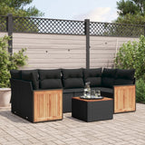 vidaXL 7-Piece Lounge Set with Cushions Poly Rattan Black