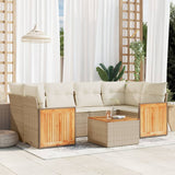 vidaXL 7-Piece Lounge Set with Cushions Poly Rattan Black