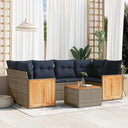 vidaXL 7-Piece Garden Lounge Set with Cushions Black Poly Rattan