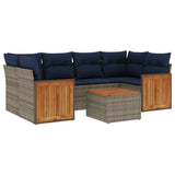 vidaXL 7-Piece Garden Lounge Set with Cushions Black Poly Rattan
