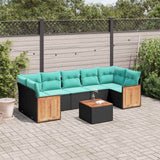 vidaXL 8-delige tuinbankset met kussens, zwart polyrotan