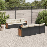 vidaXL 9-piece Poly Rattan Lounge Set with Cushions Black