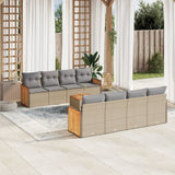 vidaXL 9-piece Poly Rattan Lounge Set with Cushions Black