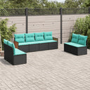 vidaXL Ensemble de 8 bancs de jardin avec coussins, noir polyrotan