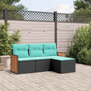 vidaXL Ensemble de 4 banques de jardin avec coussins, noir polyrotan